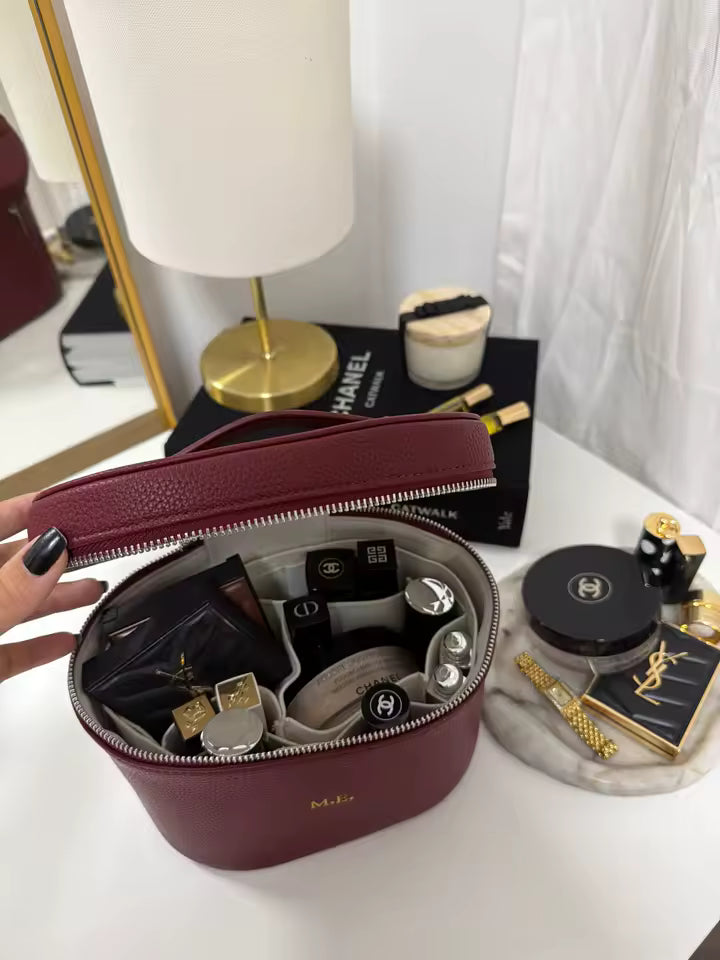 Gepersonaliseerde Leren Toilettas & Make-up Organizer