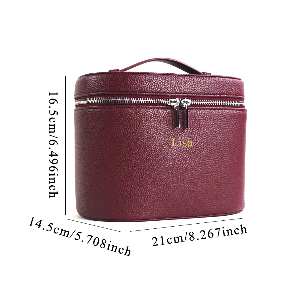 Gepersonaliseerde Leren Toilettas & Make-up Organizer